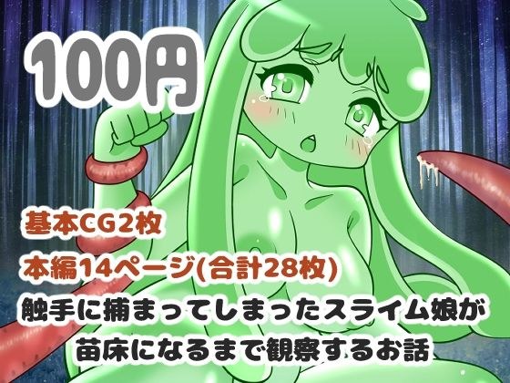 A story about observing a slime girl caught by tentacles until it becomes a nursery.