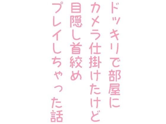 ドッキリで部屋にカメラ仕掛けたけど目隠し首絞めプレイしちゃった話