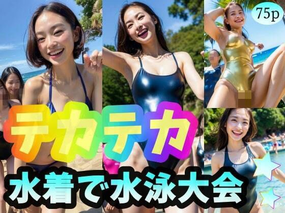 [Shiny competitive swimsuit] Swimming competition in swimsuit Huckake time full of women メイン画像