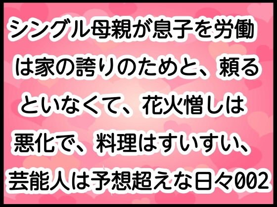 シングル母親が息子を労働は家の誇りのためと、頼るといなくて、花火憎しは悪化で、料理はすいすい、芸能人は予想超えな日々002