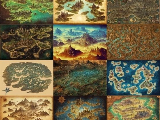 【ファンタジー系の地図やマップ】著作権フリーの高解像度画像（100枚）