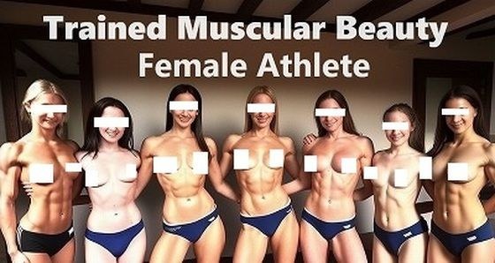 Topless group photo: 7 athletic girls with just the right amount of muscle (no men)