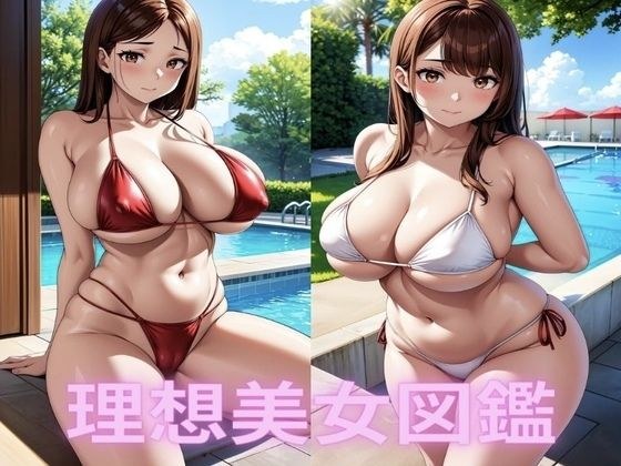 爆乳水着美女【理想イラスト美女図鑑】 メイン画像