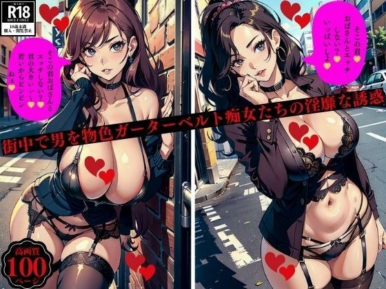 The lewd temptation of sluts with garter belts searching for men in the city メイン画像