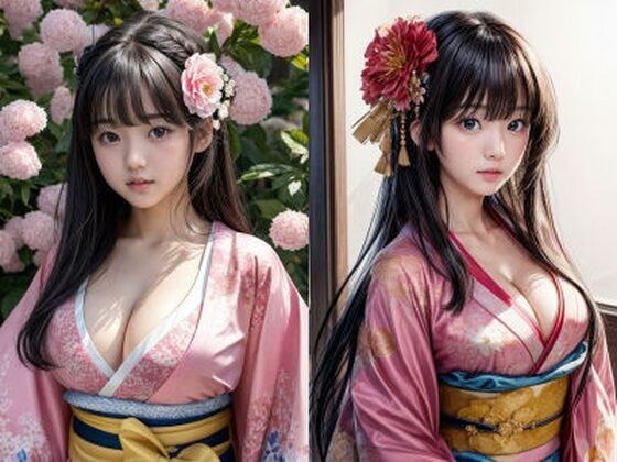 [Free] [Free] Black hair/long hair/moderate breast size/pink kimono/cleavage emphasis &quot;real/live-action&quot; photo book