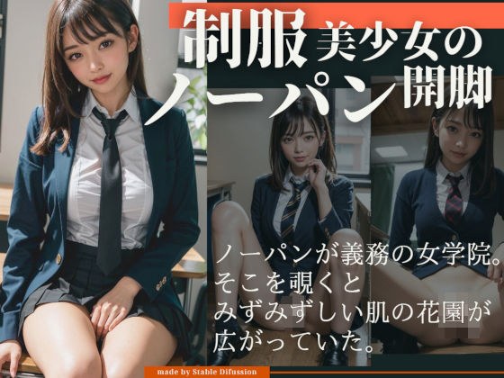 穿着制服的漂亮女孩没有内裤张开双腿 メイン画像