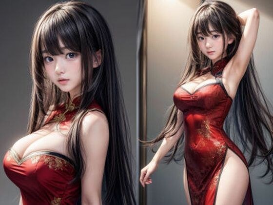 [Free] [Free] Black hair/long hair/moderate breast size/red Chinese dress/cleavage emphasis &quot;Real/Live-action&quot; photo book