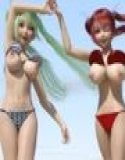 On the beach where you can definitely have sex ~ Summer of having sex with beautiful twin sisters ~