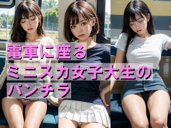 電車に座るミニスカ女子大生のパンチラ メイン画像