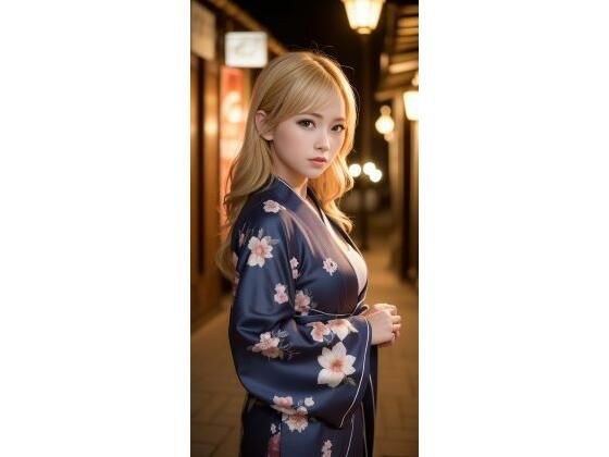 I found a girlfriend with blonde hair and blue colored contact lenses, so I went to a fireworks festival in a yukata... Part 1: I don't really know how to wear it, but it's sexy anyway メイン画像