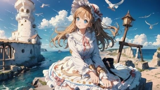 Lolita girl illustration collection by the seaside