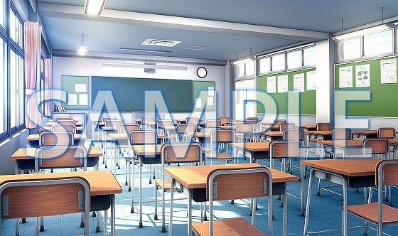 [Background material] Classroom (6069_bg02) [With time difference]