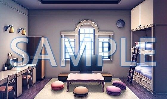 [Background material] Girls&apos; dormitory room (6168_bg12) [With time difference]