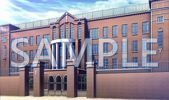 [Background material] School exterior (closed gate) (6175_bg03a) [With time difference]