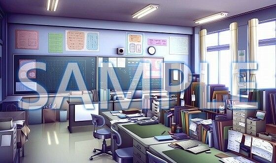 [Background material] Staff room (6199_bg08) [with time difference]